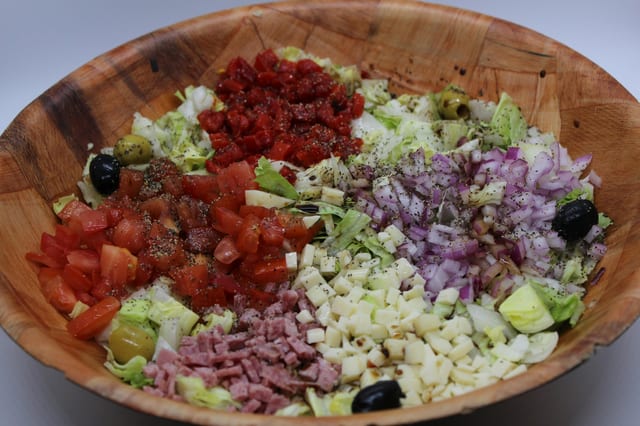House Salad with Salami & Cheese.